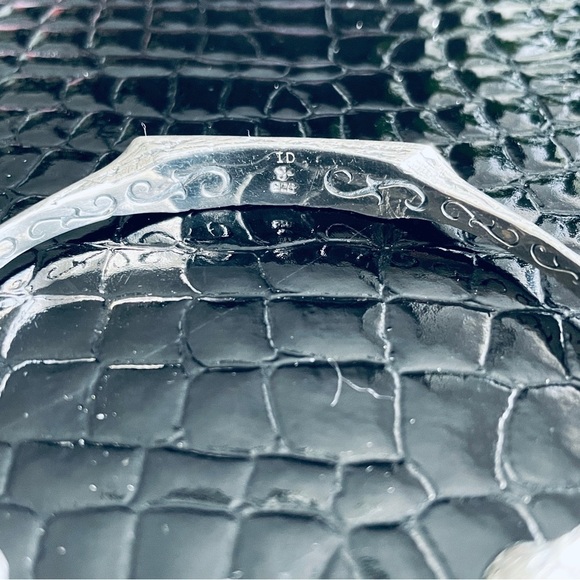 Abalone Shell Textured Sterling Silver Cuff Bracelet Vintage - Picture 4 of 9